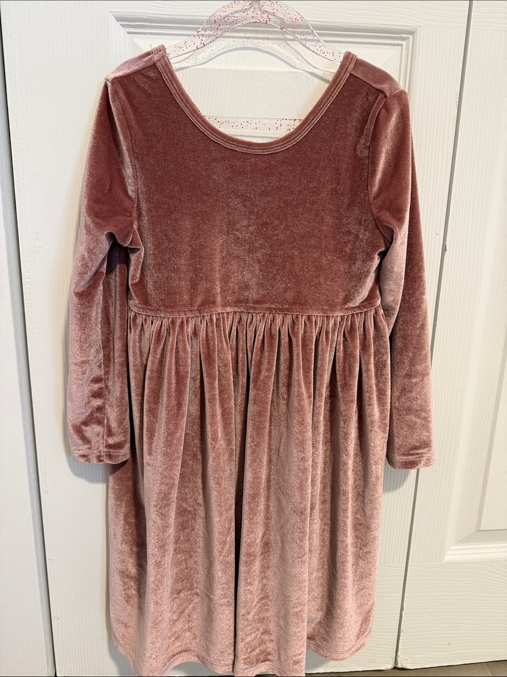 Pink Chicken Velvet Long-Sleeve Dress in Dusty Rose